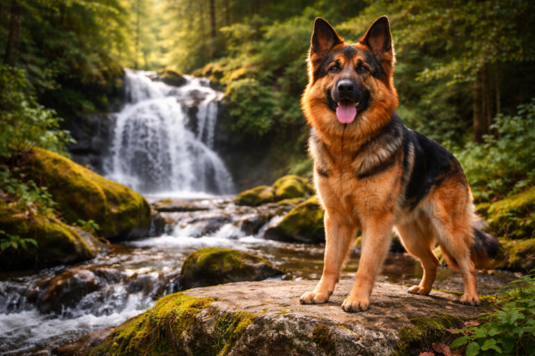 German Shepherd in jungle